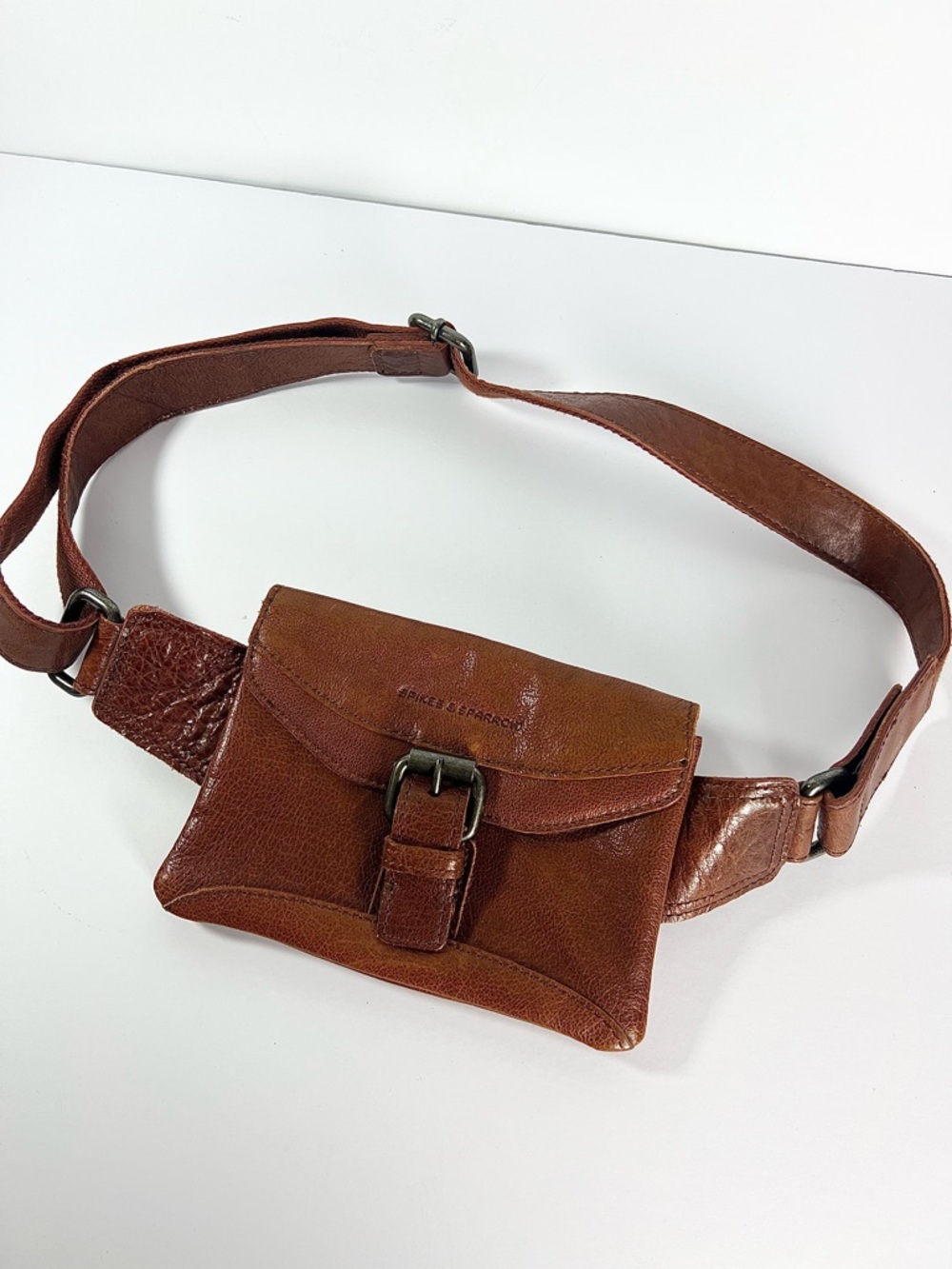 Spikes & Sparrow Genuine Leather Belt Bag Fanny Pack Brown‎ Tan Hands-Free Purse